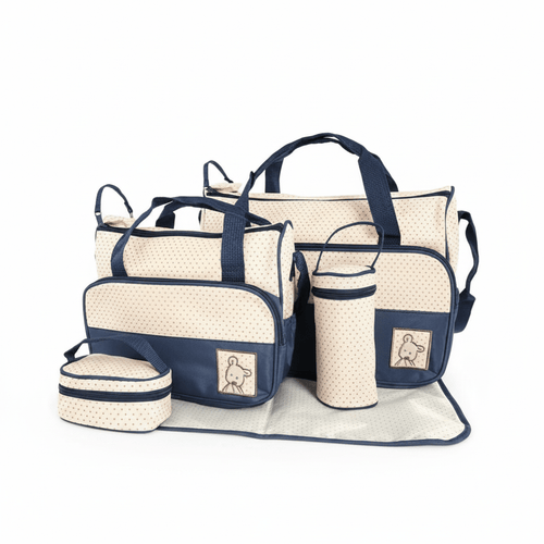 5 in 1 Multifunctional Baby Bag - Navy Dots
