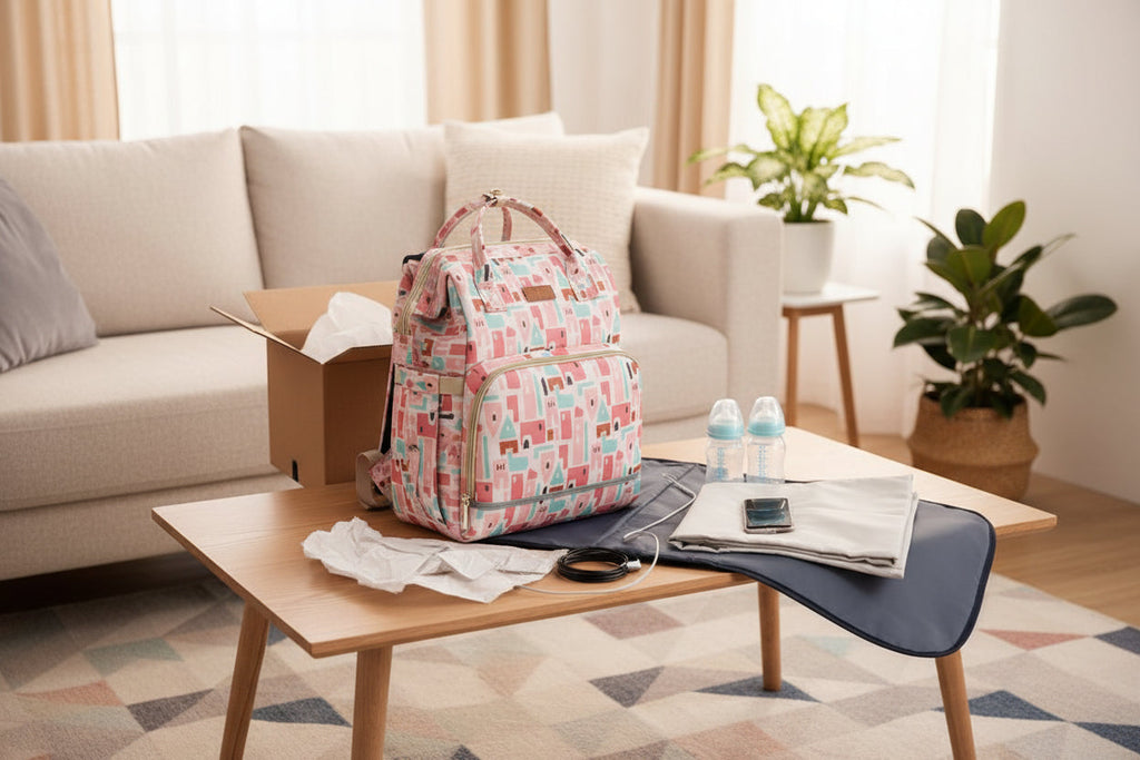 Pink- Multifunctional Mother and Baby Bed Bag